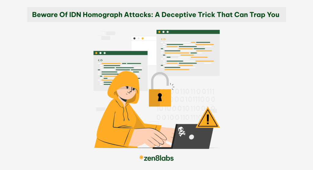 Side-by-side comparison illustrating an IDN Homograph character spoofing attack in a browser address bar.