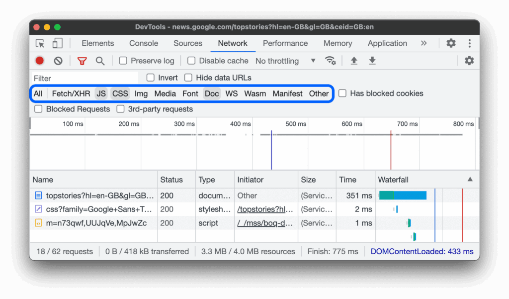 Developer tools Network tab and terminal interface showing command line curl redirect inspection.